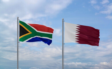 Qatar and South Africa flags, country relationship concept