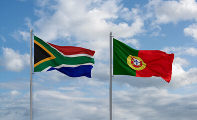 Portugal and South Africa flags, country relationship concept