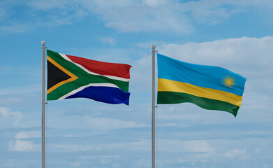 Rwanda and South Africa flags, country relationship concept