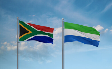 Sierra Leone and South Africa flags, country relationship concept