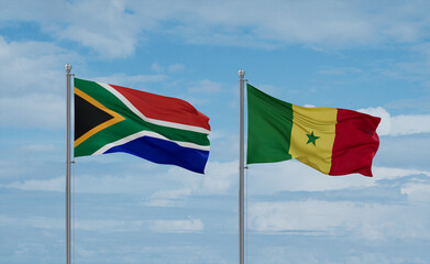 Senegal and South Africa flags, country relationship concept