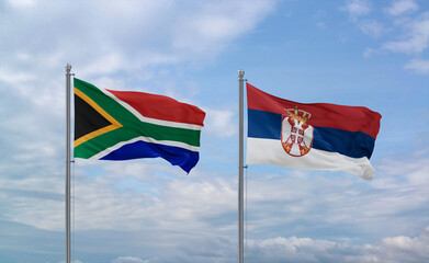 Serbia and South Africa flags, country relationship concept
