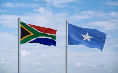 Somalia and South Africa flags, country relationship concept