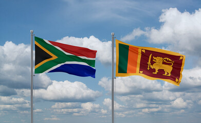 Sri Lanka and South Africa flags, country relationship concept