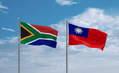 Taiwan and South Africa flags, country relationship concept