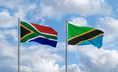 Tanzania and South Africa flags, country relationship concept