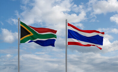 Thailand and South Africa flags, country relationship concept