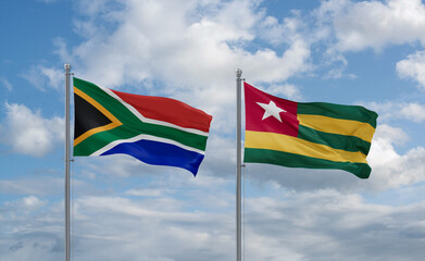 Togo and South Africa flags, country relationship concept