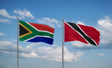 Trinidad and Tobago and South Africa flags, country relationship concept