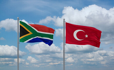 Turkey and South Africa flags, country relationship concept