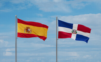 Belgium and Spain flags, country relationship concept