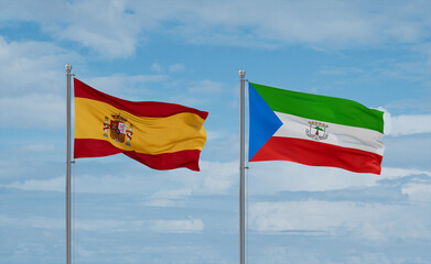 Equatorial Guinea and Spain flags, country relationship concept