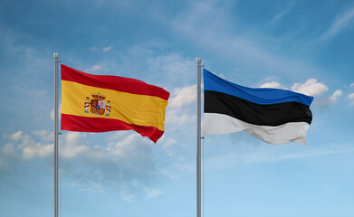 Estonia and Spain flags, country relationship concept