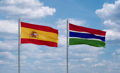 Gambia and Spain flags, country relationship concept