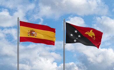 Papua New Guinea and Spain flags, country relationship concept