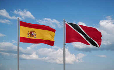 Trinidad and Tobago and Spain flags, country relationship concept