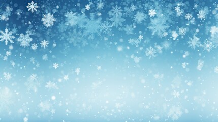 Fototapeta premium An enchanting backdrop featuring large, heavy snowflakes, resembling ice particles, creating the illusion of a snowstorm in a sky filled with white and teal-blue hues
