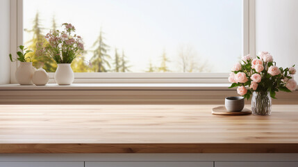 Fototapeta premium empty light wooden table