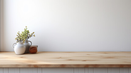 empty light wooden table