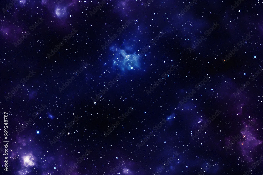 Wall mural seamless texture and full-frame background of starry night sky and outer space. neural network gener