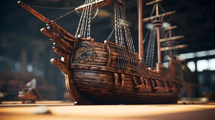 Crédence de cuisine en verre imprimé Navire antique old wooden ship