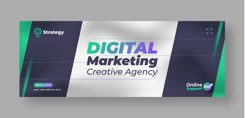 Digital marketing agency social media facebook cover web banner template, corporate business banner design