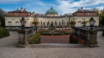 Naklejka premium Buchlovice castle in the late summer front view