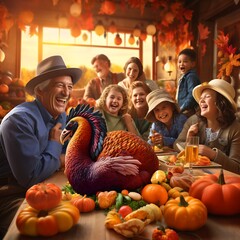 Obraz na płótnie Canvas a family feast, thanksgiving feast and merry