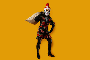  Santa Claus, Day of the dead, sugar skull, halloween, calavera Catrina.  