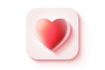Red heart with white pulse line on white background. Heart pulse, single heartbeat, cardiogram. Healthy lifestyle, heart support, pulse beat measurement, healthcare concept. APP 3d icon.