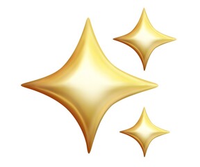 Glossy stars 3d icon isolated on white background. 3d star for website browser template concept. 3d illustration.