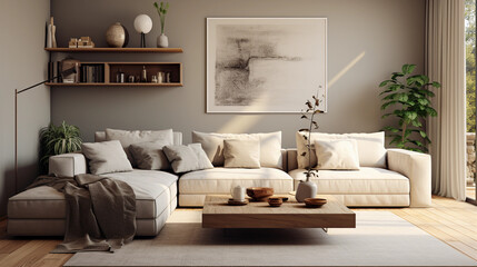 Fototapeta na wymiar modern bright living room with natural light