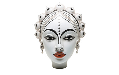 3D Rendering of a Traditional Odissi Dancer's Mask - on a Transparent Background