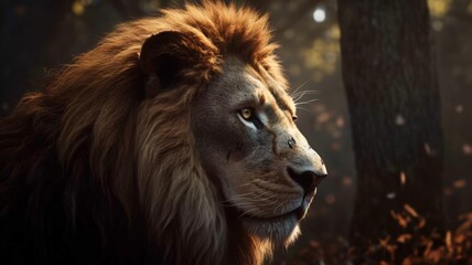 Lion king face angry roaring wild animal photography illustration picture AI generated art