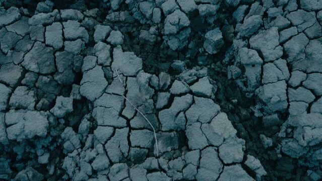 Depressing and scary image of dry barren terrain. Consequences of global warming and climate change, draught and absence of rain, dry damaged earth