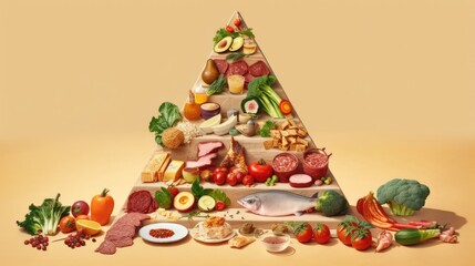 Infographic of food pyramid healthy eating.