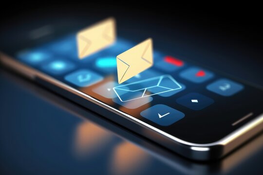 Smartphone for email or message with notification alert, Online communication concept.