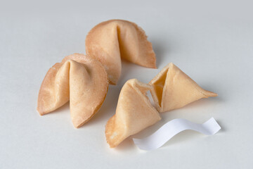 fortune cookies lying on a white background, mockup, photo