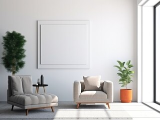 A beautiful canvas frame 3D mockup in a modern living room, bedroom