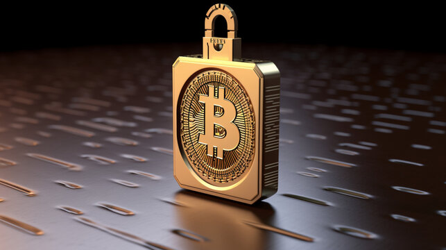 Bitcoin, cryptomonnaie, monnaie virtuelle. Nouvelle technologie. Porte feuille num&eacute;rique, cl&eacute; usb. Arri&egrave;re-plan pour conception et cr&eacute;ation graphique.