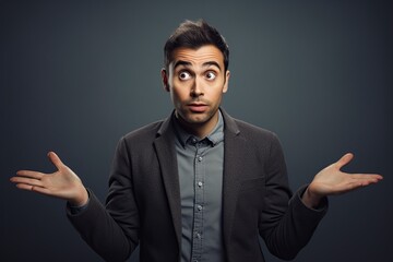 man who shrugs his shoulders because he does't know how to answer and can't