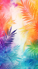 Abstract tropic background in colorful watercolor style.