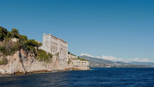 The famous Oceanographic museum on the coast of southern France in the center of the Principality of Monaco, founder Prince Albert, director Jacques Yves Cousteau, Avenue St-Martin