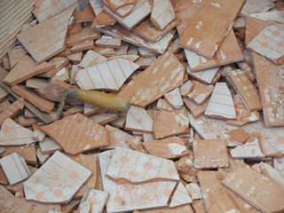 bathroom demolition rubble