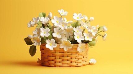 bouquet of snowdrops isolated on yellow background