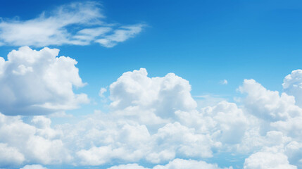 Beautiful blue sky with fluffy clouds for background