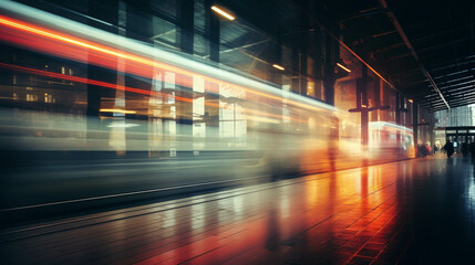 Fototapeta na wymiar Blurred modern train station