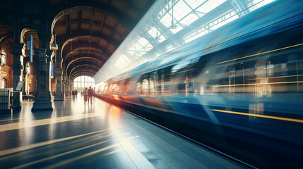 Fototapeta na wymiar Blurred modern train station