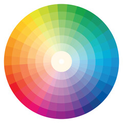 illustration of printing color wheel with twelve colors in gradations.