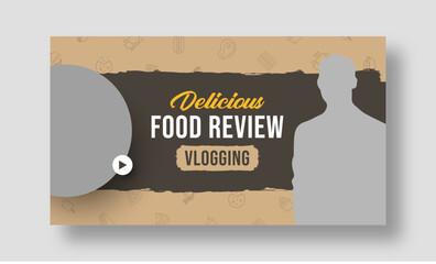 Food vlogger review youtube thumbnail, video thumbnail or web banner template